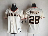 Women San Francisco Giants #28 Buster Posey Cream Home New Cool Base Stitched Baseball Jersey,baseball caps,new era cap wholesale,wholesale hats